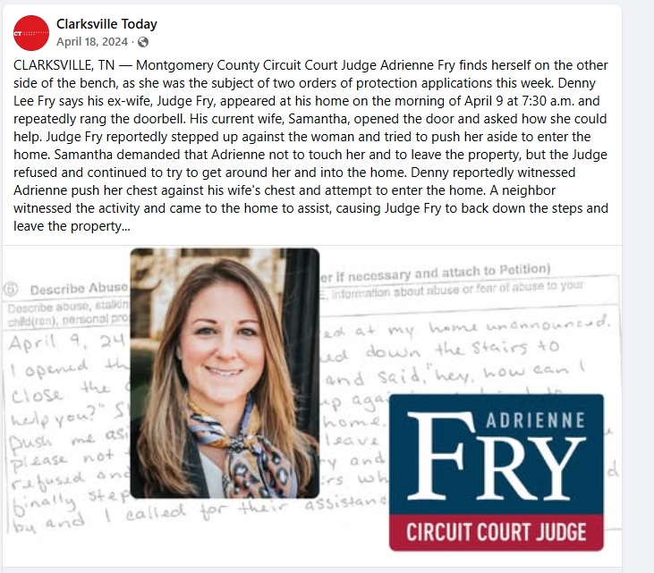 Screenshot of a public social media post concerning a Montgomery County court controversy